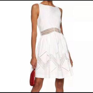 Rebecca Minkoff Tess Eyelet Open Crochet Dress 4 Laser Cute Fit & Flare Party